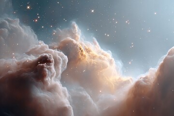Fototapeta premium Premium Cosmic Nebula Clouds and Luminous Stars in Deep Space Inspiring Modern Science and Space Exploration Editorial Content