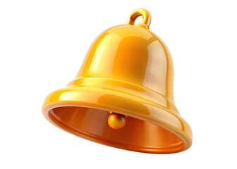 Shiny golden bell with a loop on a black background