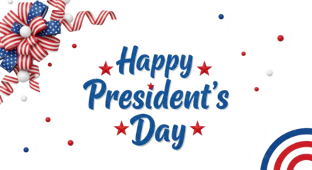 Happy president's day with american flag decoration isolated on transparent background