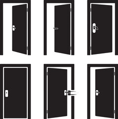 Various doors open and closed handle doorway