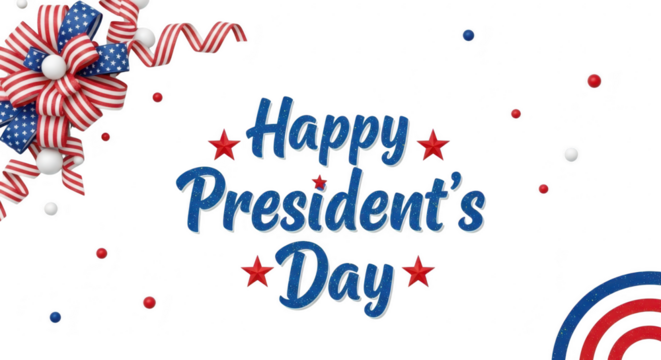 Happy president's day with american flag decoration isolated on transparent background - Powered by Adobe