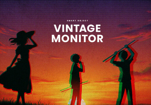 Vintage CRT Monitor Photo Effect