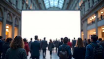 Fototapeta premium Exhibition Display Mockup: Blank Billboard in Culture Exhibition