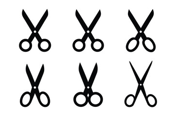 scissors icon vector set, cutting tool vector, scissor silhouette vector