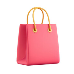 Pink shopping bag with golden handles isolated on a transparent background image