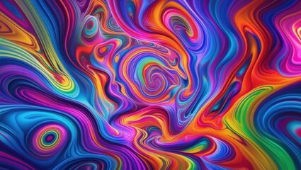 Obraz premium Vibrant Psychedelic Swirls of Colorful Abstract Art