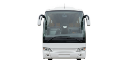 White Coach Bus Front View Transparent PNG Image for Your Designs PNG