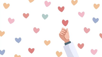 A Gentle Hand Pointing at a Heart Pattern Symbolizing Love Connection and Emotional Expression in Art