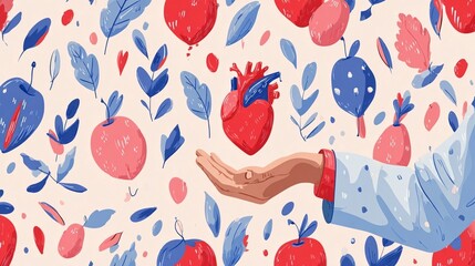 A Gentle Hand Reaching for a Heart Surrounded by Glowing Hearts Symbolizing Love and Connection