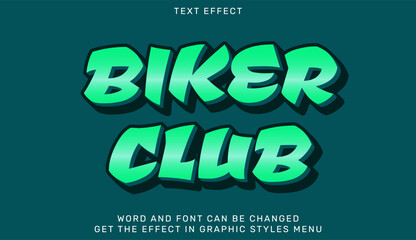 Vivid 3d text effect featuring biker club in bright green style