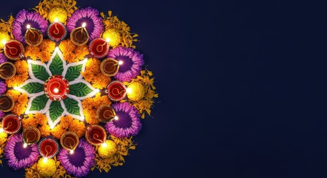 Vibrant illuminated parol lantern with dark blue background - Powered by Adobe