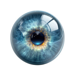 Close-up, detailed human eye,  vibrant blue iris,  glowing pupil