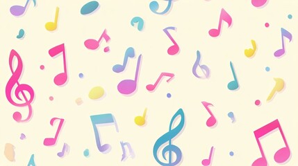Vibrant Colorful Music Notes Background Creating a Dynamic and Energetic Atmosphere for Creativity