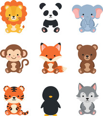 Cute Cartoon Animals: Wildlife Collection
