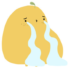 illustration of a cartoon lemon crying