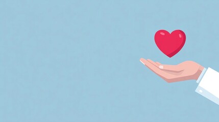 Symbolic Gesture of Love with a Hand Cradling a Bright Red Heart Evoking Warmth and Affection