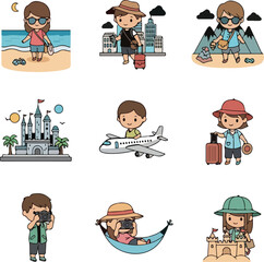 Travel Adventures: Cartoon Vacation Icons