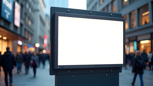 Commercial Display Mockup: Blank Billboard in the Metro with Blurred Crowd - Powered by Adobe