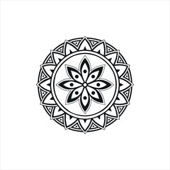 Fototapeta premium Black and White Mandala Vector Illustration | Intricate Geometric Pattern | Zentangle Inspired Design.