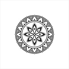 Black and White Mandala Vector Illustration | Intricate Geometric Pattern | Zentangle Inspired Design.