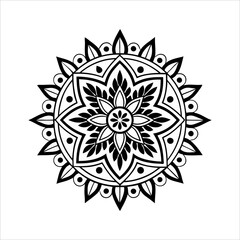 Black and White Mandala Vector Illustration | Intricate Geometric Pattern | Zentangle Inspired Design.