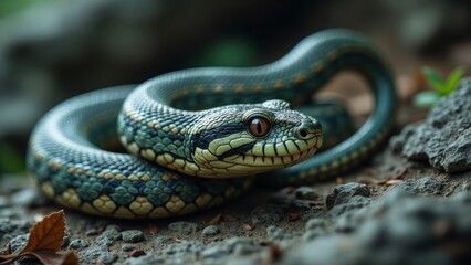 Obraz premium Close up natural image of a coiled snake