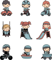 Cartoon Kids Playtime Adventures: Vehicles and Playground Fun