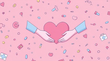 Symbolic Representation of Love and Compassion with Two Hands Holding a Heart Surrounded by Nature