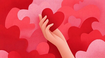 A Heart Symbolizing Love and Compassion Held by a Hand Against a Bright Red Background Evoking Emotion