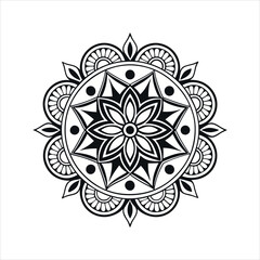 Black and White Mandala Vector Illustration | Intricate Geometric Pattern |