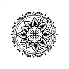 Black and White Mandala Vector Illustration | Intricate Geometric Pattern |