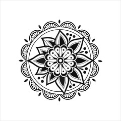 Black and White Mandala Vector Illustration | Intricate Geometric Pattern |