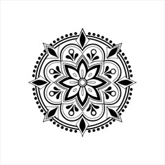 Black and White Mandala Vector Illustration | Intricate Geometric Pattern |
