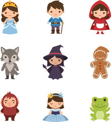 Charming Fairy Tale Characters: Whimsical Illustration Set