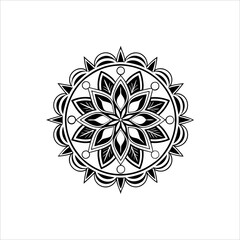 Black and White Mandala Vector Illustration | Intricate Geometric Pattern |