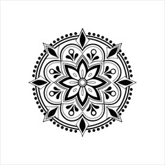 Black and White Mandala Vector Illustration | Intricate Geometric Pattern |