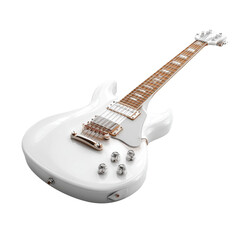 White electric guitar with chrome hardware isolated on a transparent background music