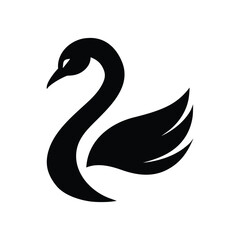Elegant black swan silhouette with graceful curve
