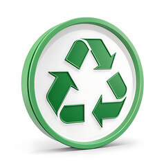Obraz premium Recycling Symbol: 3D Green Recycle Icon for Sustainability Projects 3D icon high quality resolution