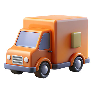 3D Rendered Orange Delivery Van: Perfect for Logistics & Shipping Websites 3D icon high quality resolution