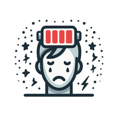 Burnout Illustration – Tired Employee with Low Energy