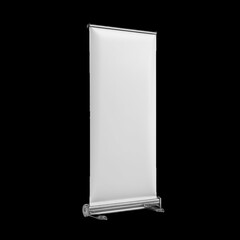 White roll up banner stand for advertising isolated on a transparent background display