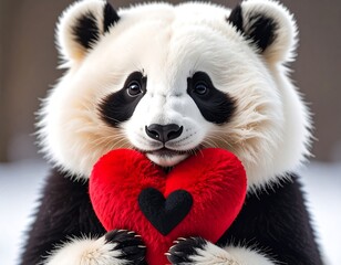 Obraz premium Cute panda holding a heart