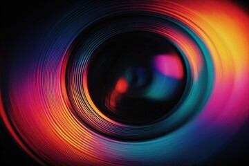 Abstract Colorful Light Lens Flare Effect with Vibrant Circular Pattern and Dynamic Spectrum for Creative Digital Background Design