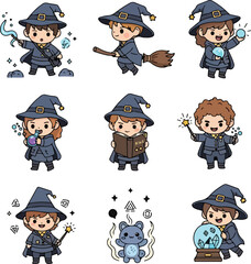Whimsical Wizarding World: Cartoon Character Collection
