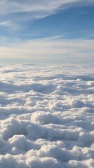 clouds and blue sky view from the window of an airplane.