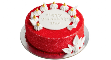 Friendship day cake with red velvet isolated on transparent background