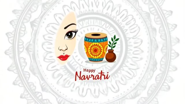 happy navratri celebration poster, face durga and decoration vector illustration design