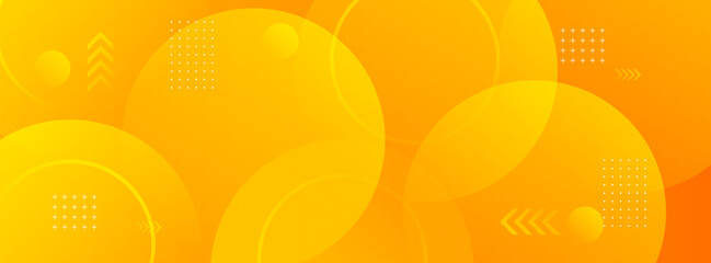 Abstract colorful banner background with modern yellow and orange geometric circles and dynamic shapes for a website.