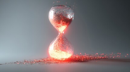 Translucent hourglass with memories as sand, some grains glowing red to signify cognitive health concerns.